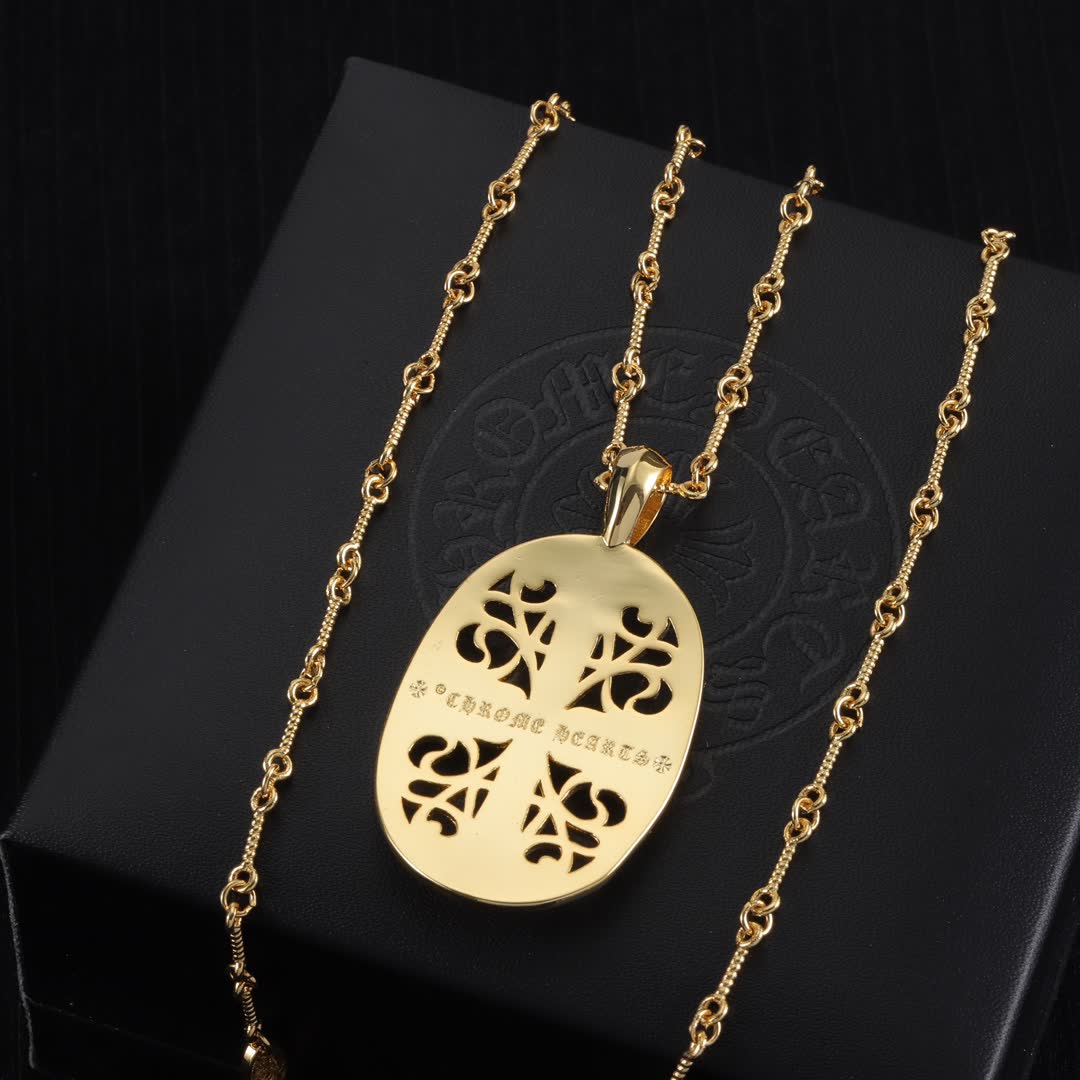 Chrome Hearts Gold Filigree Cross Pendant Necklace